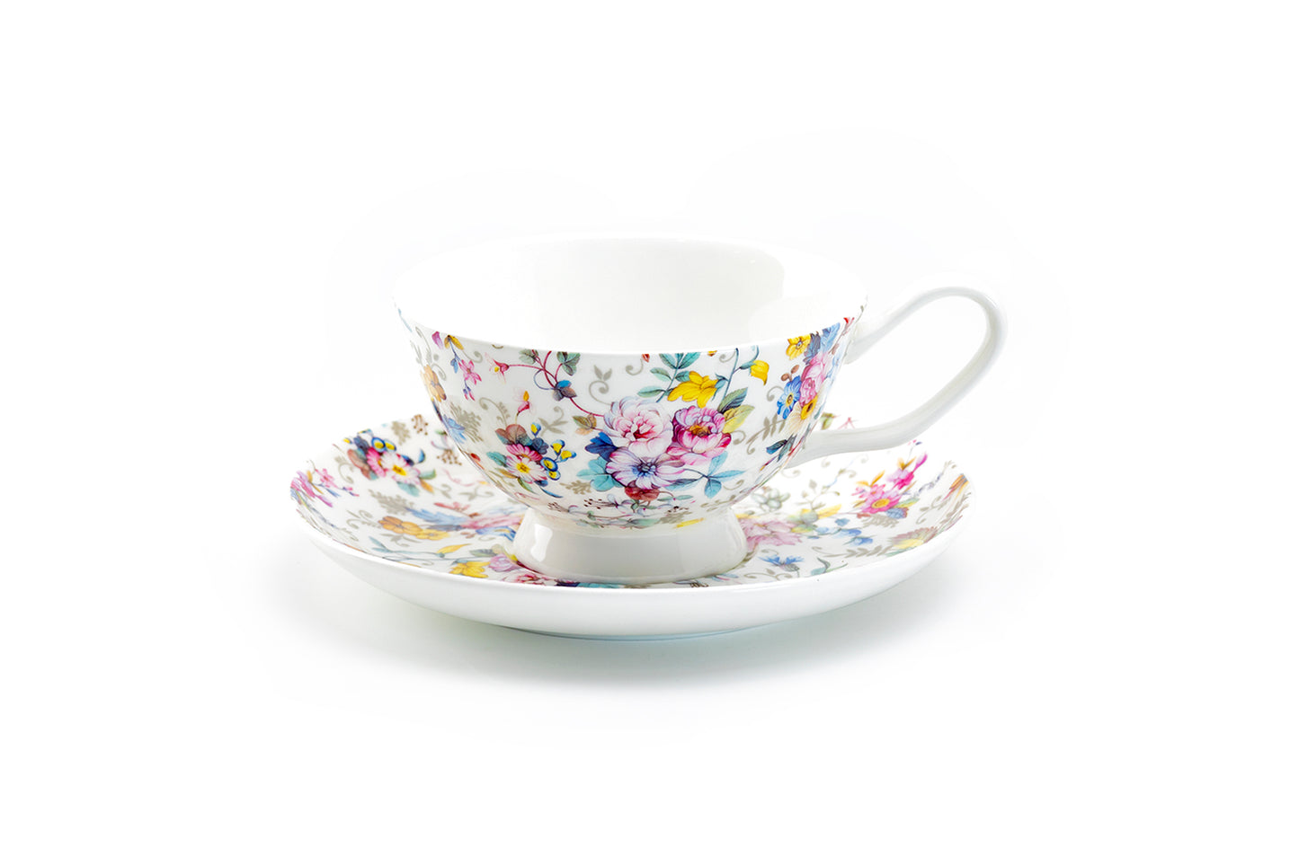 Stechcol Gracie Bone China Petite Rose White Bone China Cup and Saucer