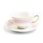 Grace Teaware Pink Stripe with Gold Dots Fine Porcelain Tea Cup and Saucer