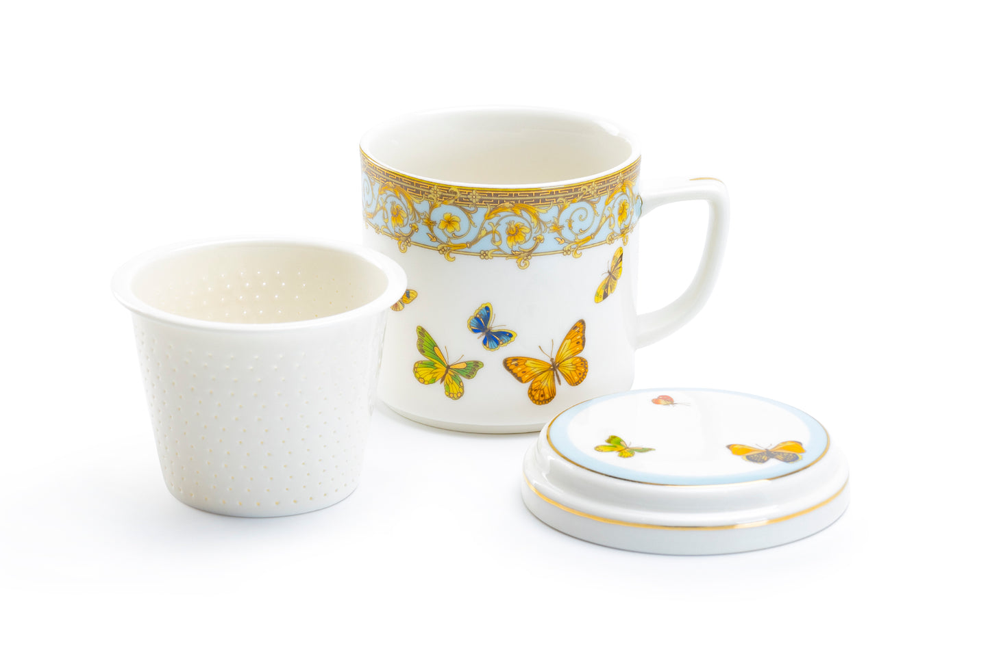 Grace Teaware Butterflies with Blue Ornament Mug