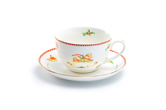 Grace Teaware Christmas Rocking Horse Fine Porcelain Tea Cup and Saucer