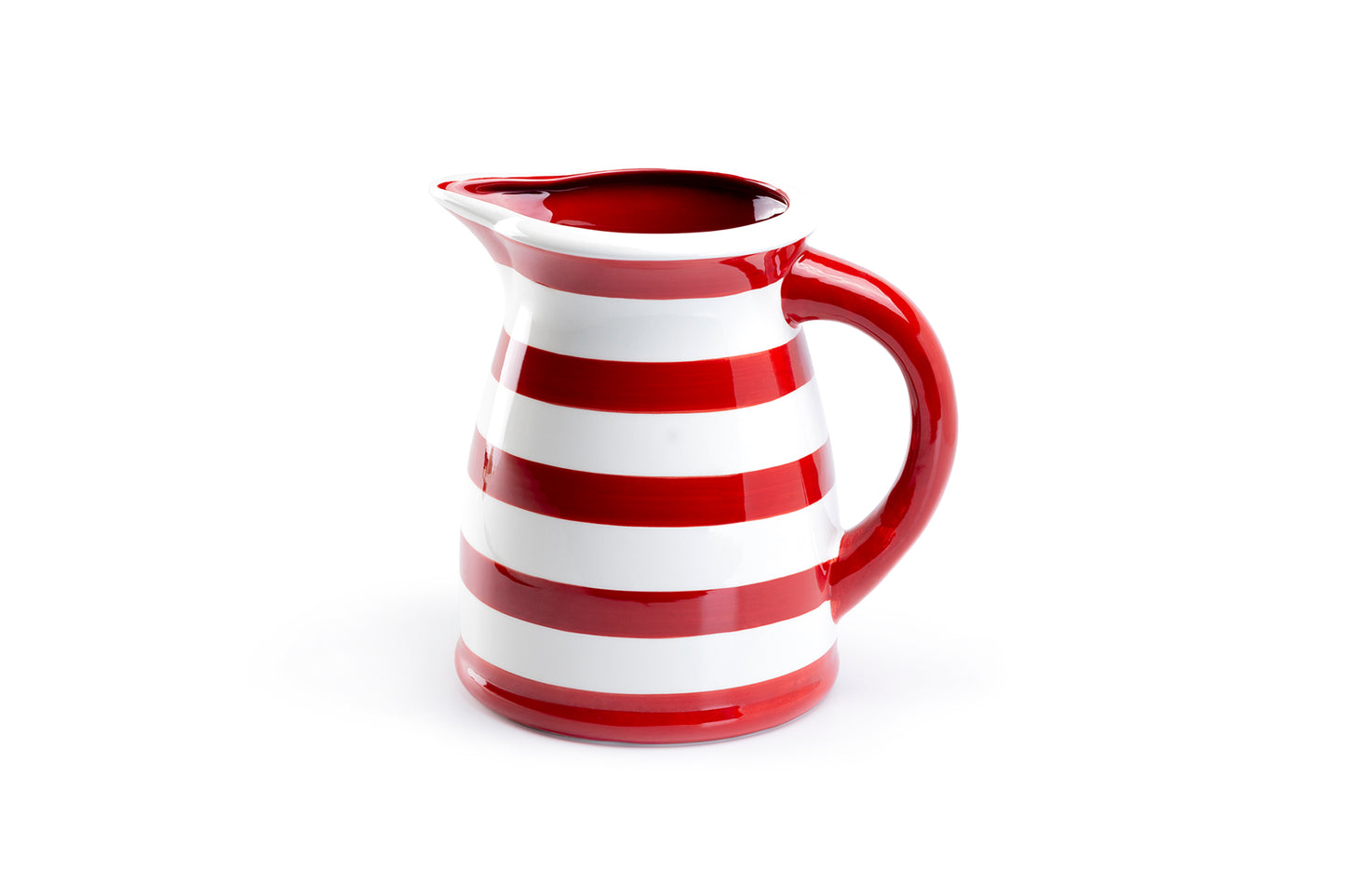 Terramoto Ceramic Red and White Stripe Large Pitcher