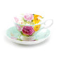 Stechcol Gracie Bone China Rose Bouquet Mint Tea Cup and Saucer
