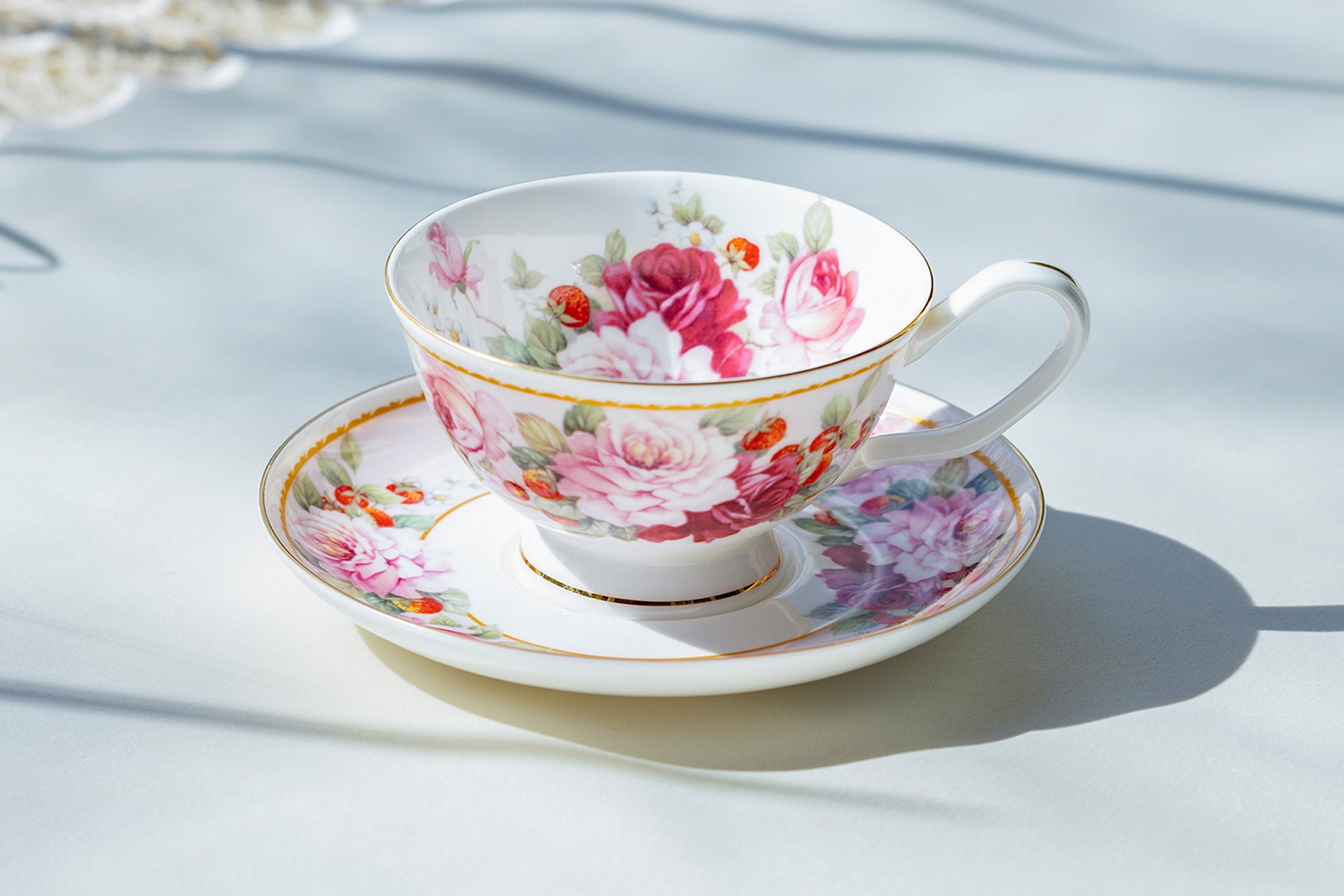 Stechcol Gracie Bone China Peony and Strawberry Pink Bone China