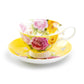 Stechcol Gracie Bone China Rose Bouquet Yellow Tea Cup and Saucer