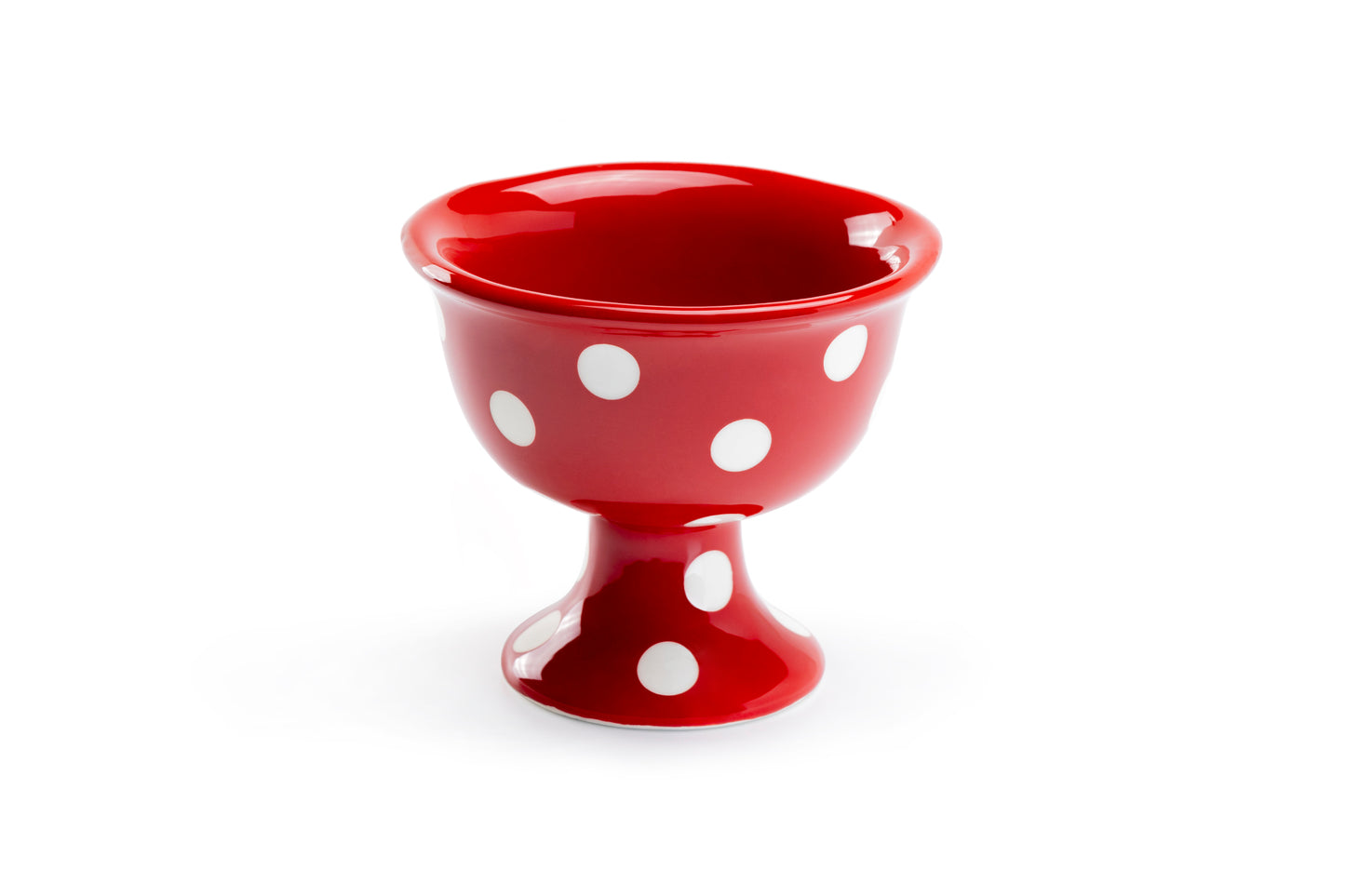 Terramoto Ceramic Polka Dots American Red Footed Ice Cream Bowl