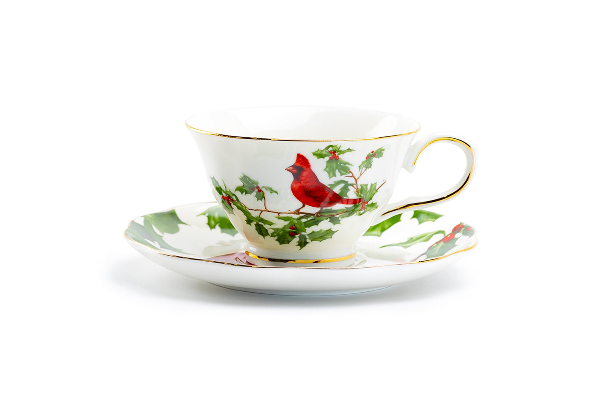 Grace Teaware Red Cardinal Fine Porcelain Tea Cup and Saucer