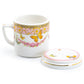 Grace Teaware Butterflies with Pink Ornament Fine Porcelain Mug Strainer Lid