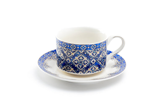 Grace Teaware Blue Diamond Fine Porcelain Tea Coffee Cup and Saucer