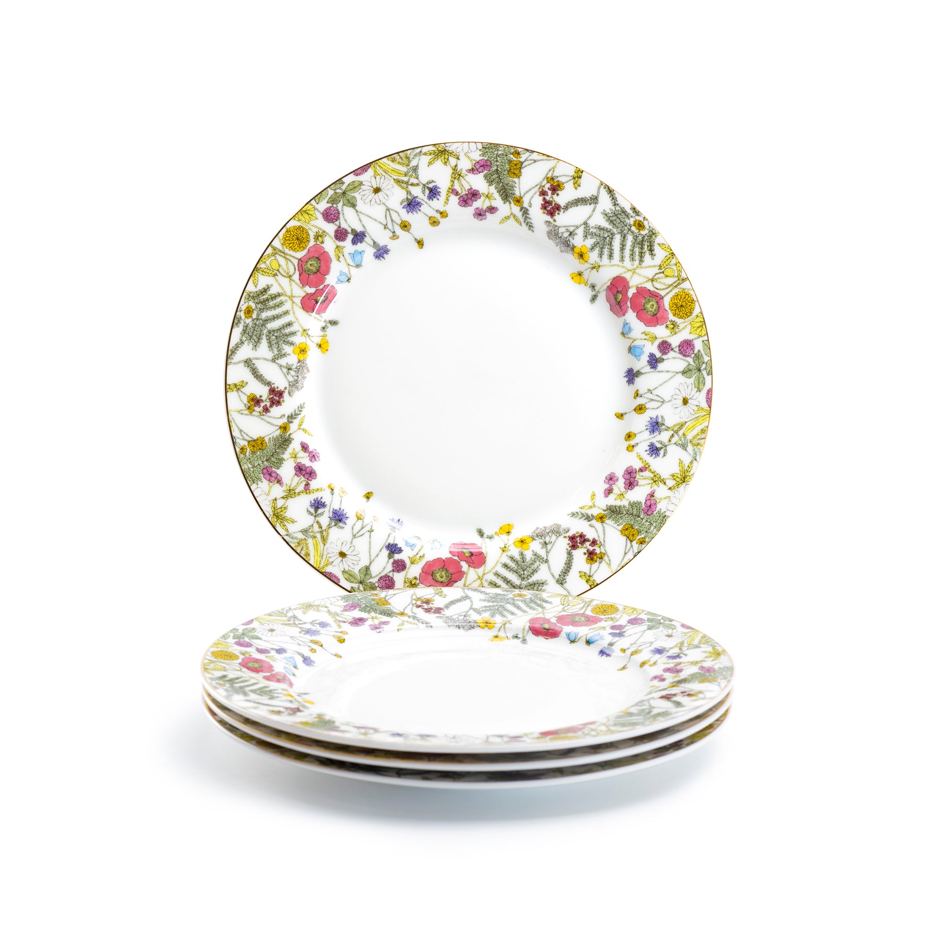 Grace Teaware Wild Flower Meadow Fine Porcelain Dessert Plate Set of 4