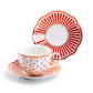 Red Josephine Stripes and Dots Fine Porcelain 11-Piece Tea Set