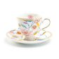 Grace Teaware Spring Flowers with Hummingbird Porcelain Tea Cup and Saucer
