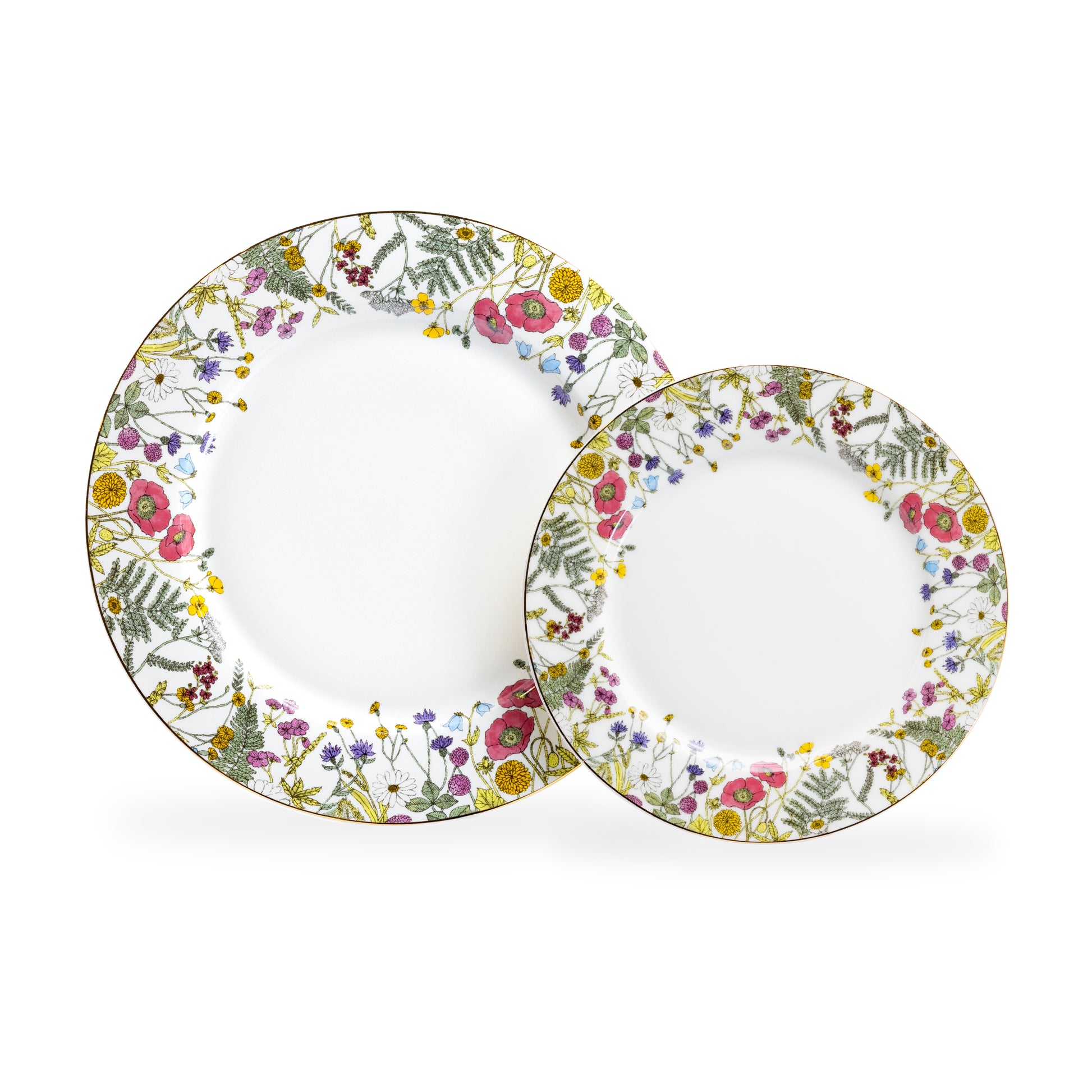 Grace Teaware Wild Flower Meadow Fine Porcelain Dessert / Dinner Plate Set of 4