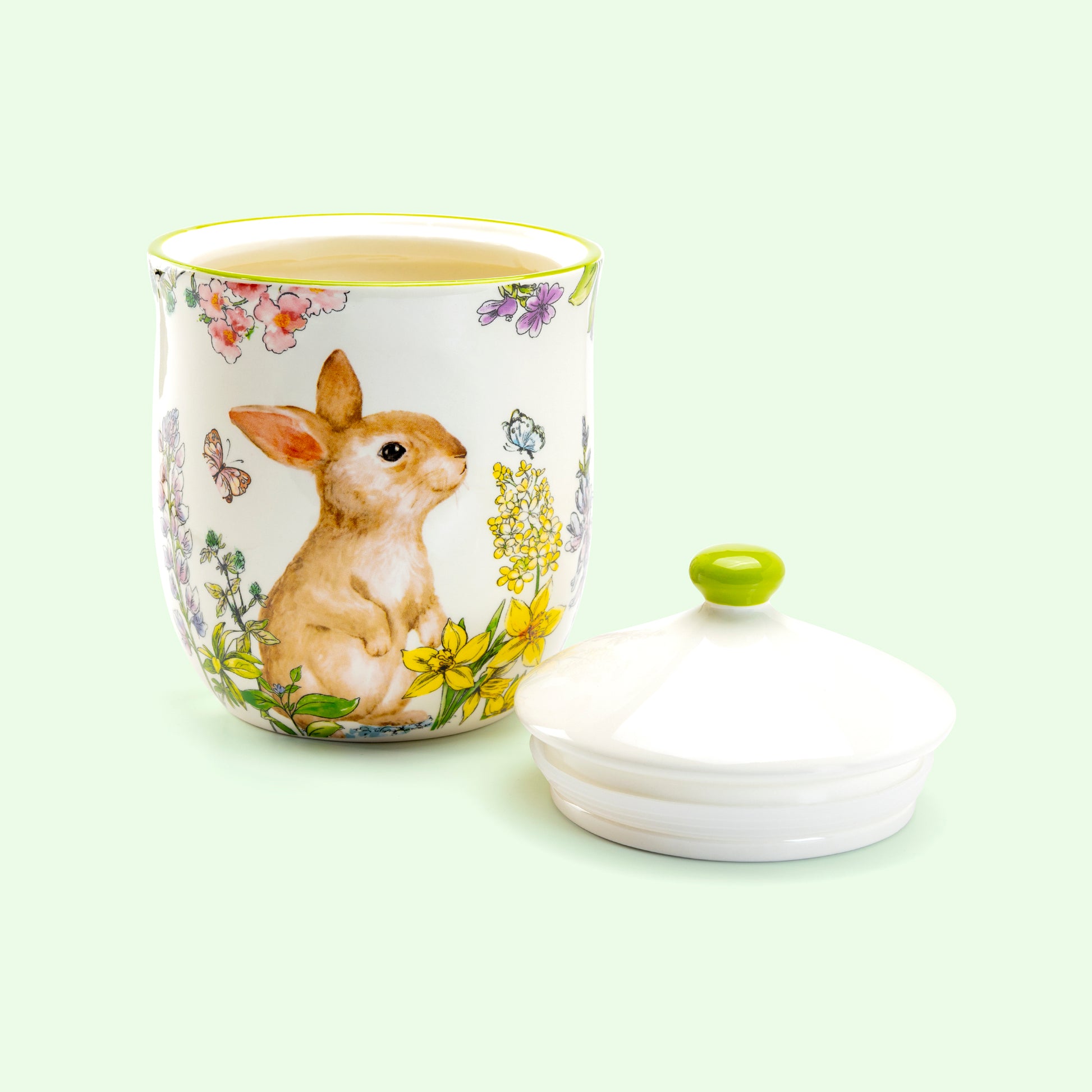 Grace Teaware Spring Garden Bunny Canister Large with Lid 