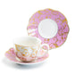 Grace Teaware Pink Gold Scroll Fine Porcelain Cup and Saucer Set