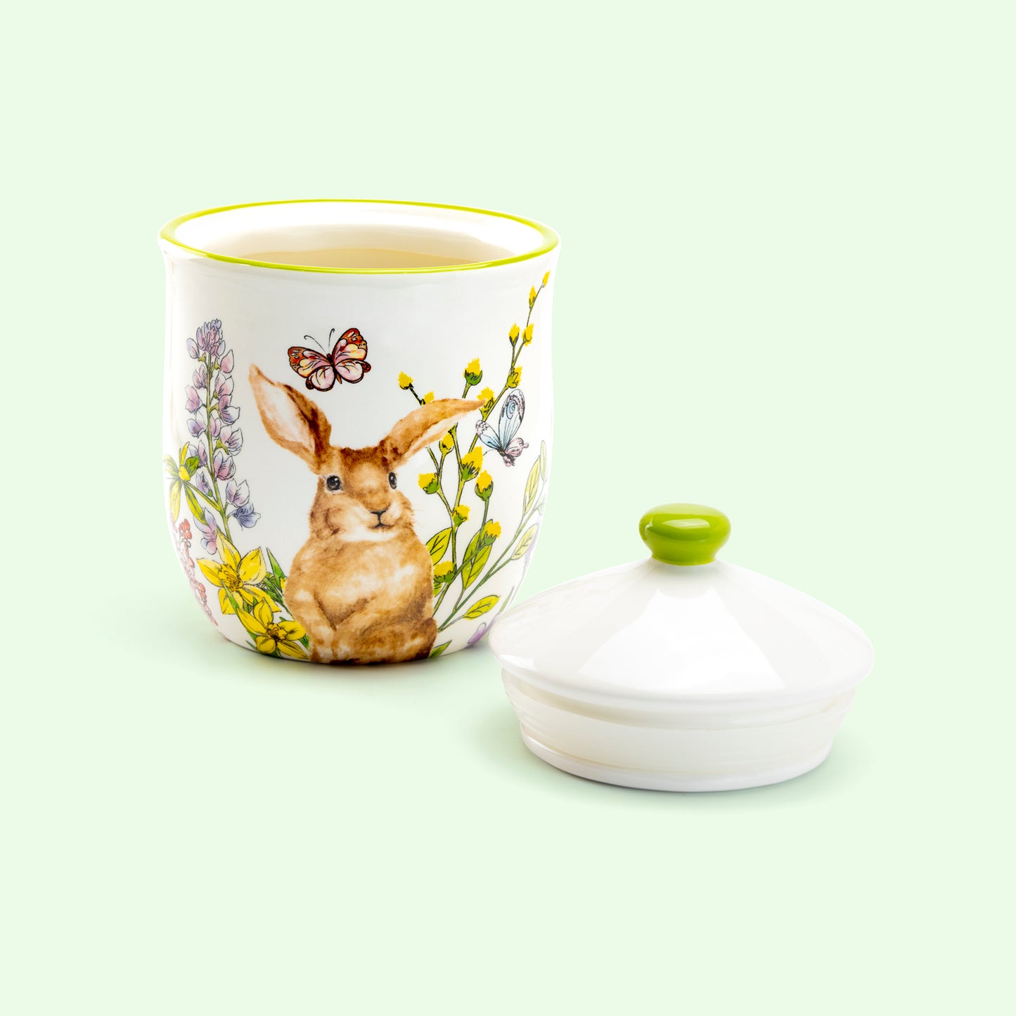Grace Teaware Spring Garden Bunny Canister Medium with Lid