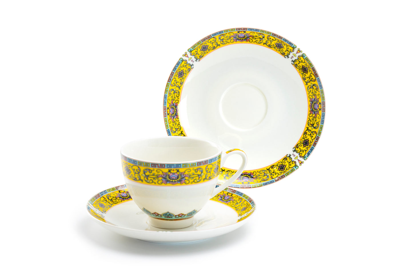 Gracie China Yellow Dynasty Fine Porcelain Tea Cup and Saucer Set