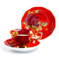 Stechcol Gracie Bone China Gold Red Stem Rose Bone China Tea Cup and Saucer Set