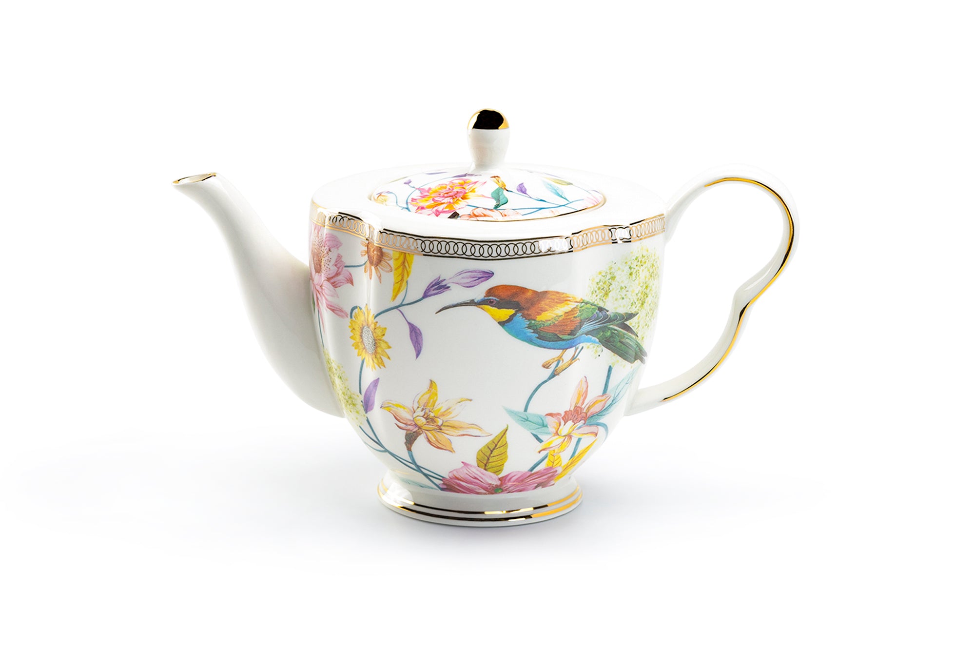 Grace Teaware Spring Flowers with Hummingbird Fine Porcelain Teapot ...