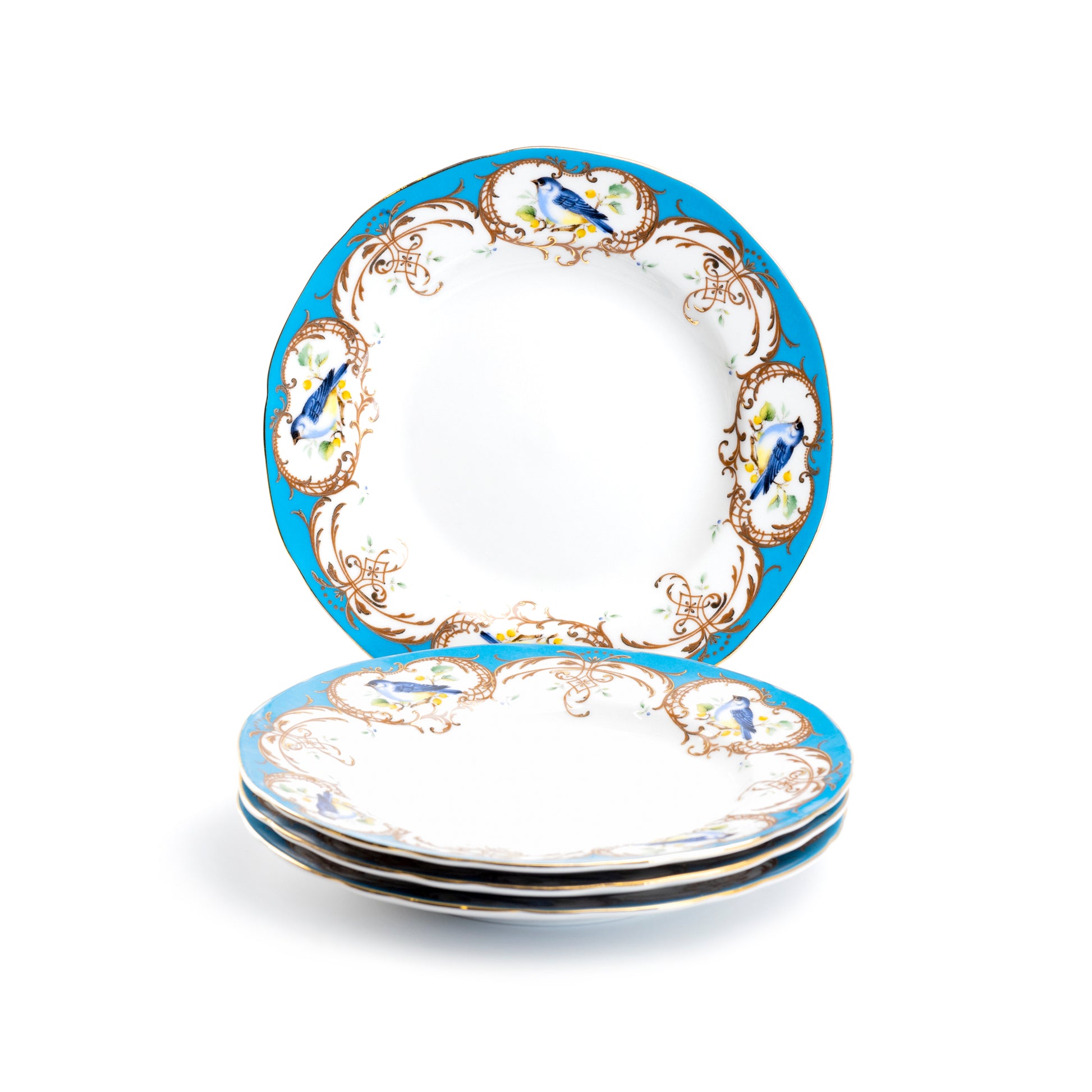 Grace Taeware 7.5" Finch Blue Fine Porcelain Dessert Plate Set of 4