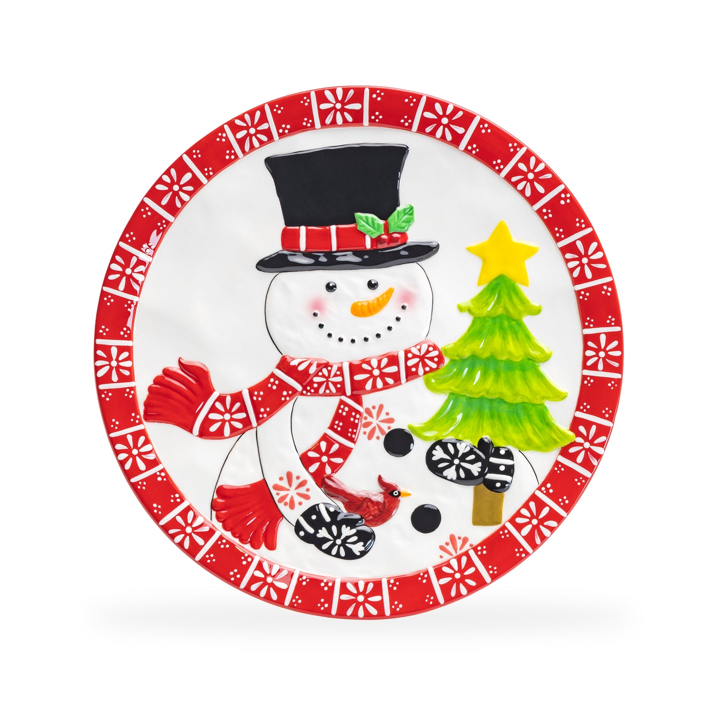 Gracie China Shop Holiday Snowman 10" Large Ceramic Platter