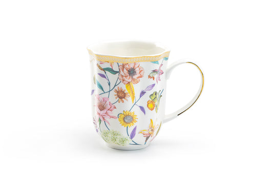 Grace Teaware Spring Flowers Fine Porcelain Scallop Mug