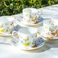 Stechcol Gracie Bone China Spring Butterfly Coffee Cup and Saucer set of 4