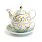 Grace Teaware Mint Gold Scroll Fine Porcelain Tea For One Set