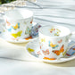 Stechcol Gracie Bone China Spring Butterfly Coffee Cup and Saucer set of 2
