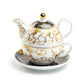 Grace Teaware Black Gold Scroll Fine Porcelain Tea For One Set