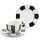Grace Teaware Black and White Scallop Fine Porcelain Tea Cup and Saucer