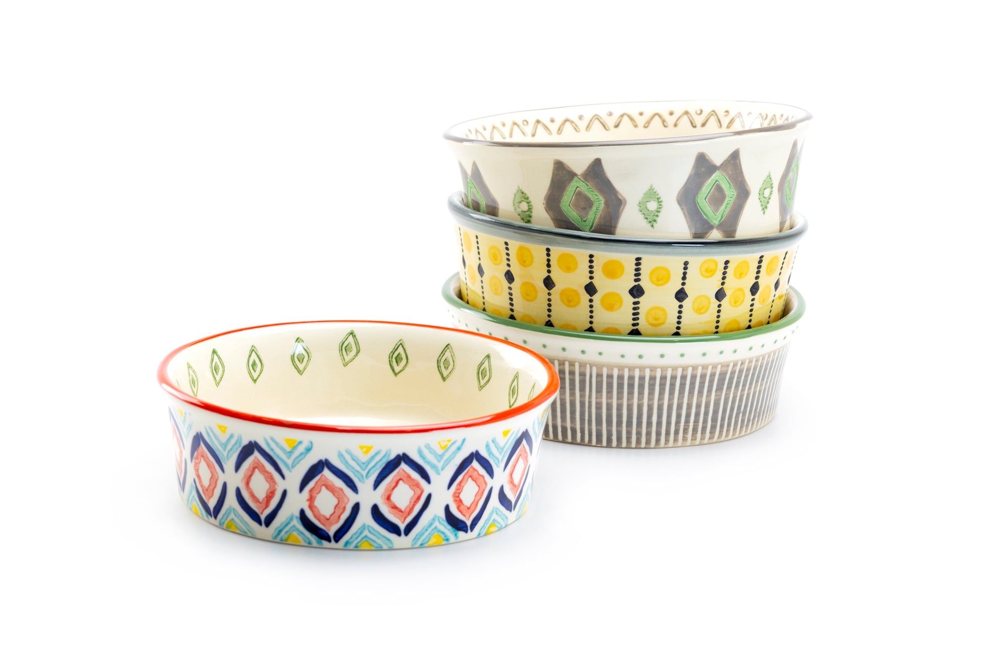 Fido's Diner Organic Pattern Hand Painted Heavy Weight Pet Bowls