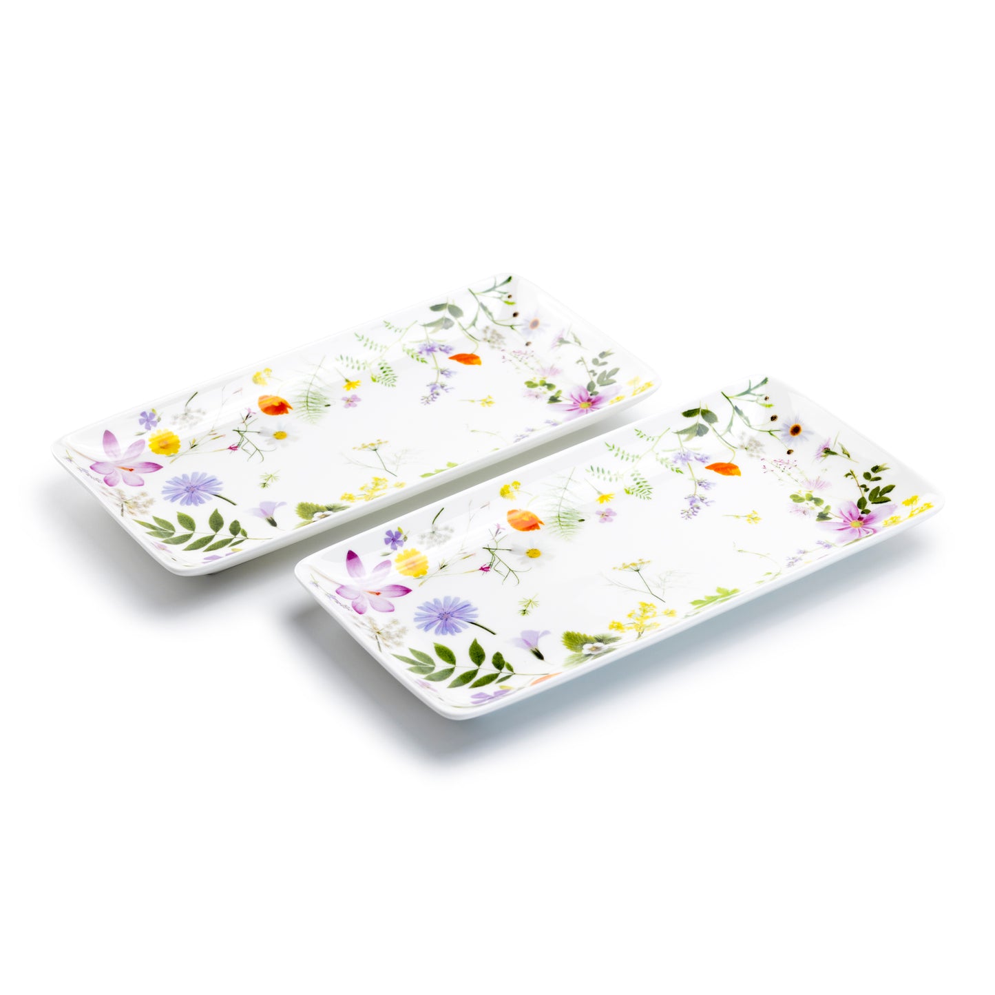 Gracie Bone China 10" Summer Meadow Bone China Serving Tray Set of 2 white