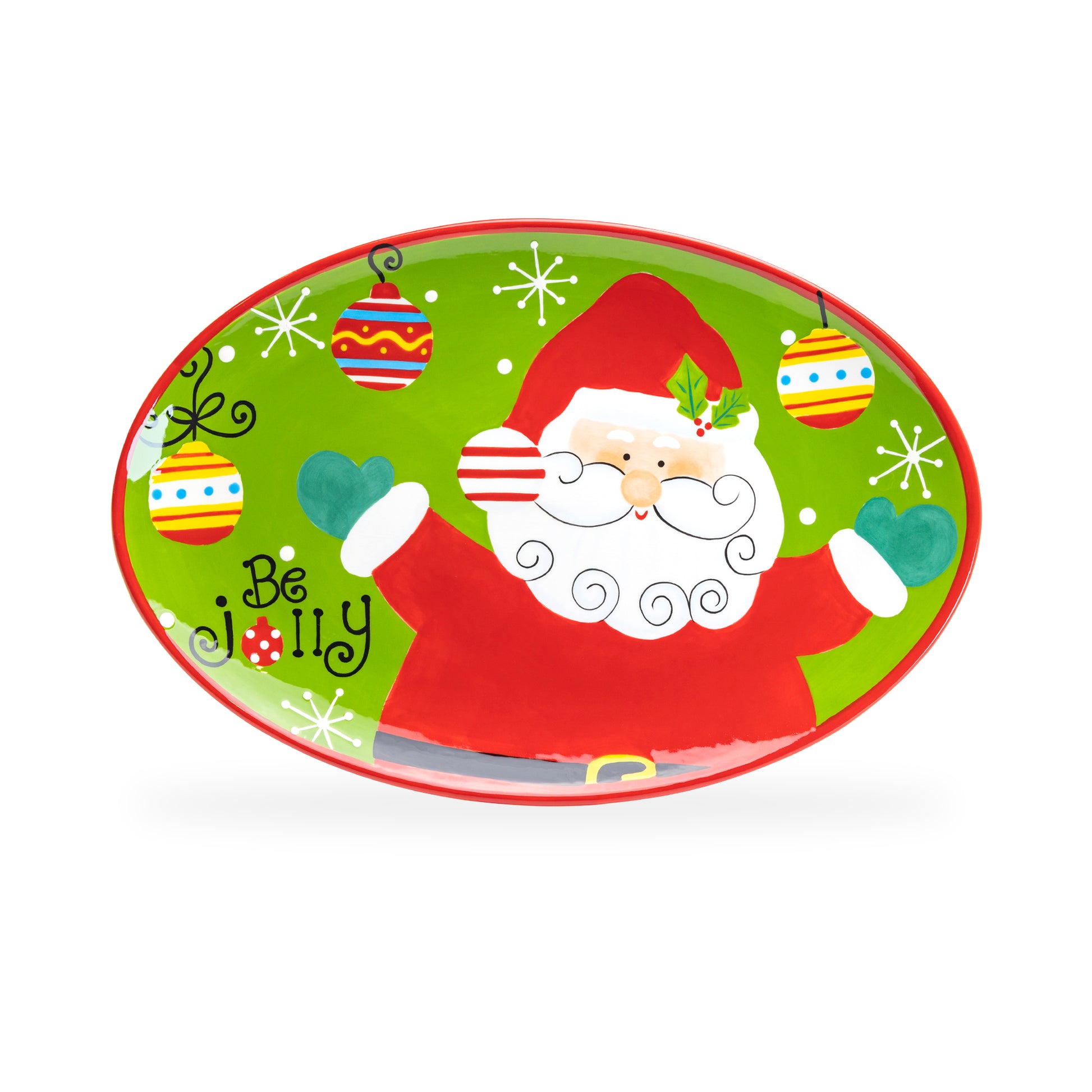 Gracie China Shop Santa Be Jolly 14" Large Ceramic Oval Platter