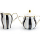 Grace Teaware Black and White Scallop Fine Porcelain Sugar Bowl and Creamer