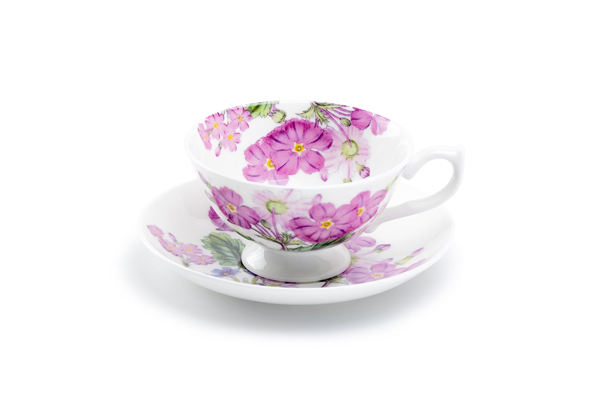 Stechcol Gracie Bone China Pink Zinnia Bone China Tea Cup and Saucer