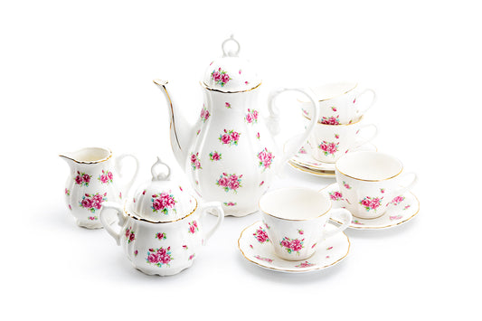 Grace Teaware Rose Bud Fine Porcelain 11-Piece Children's Tea Set