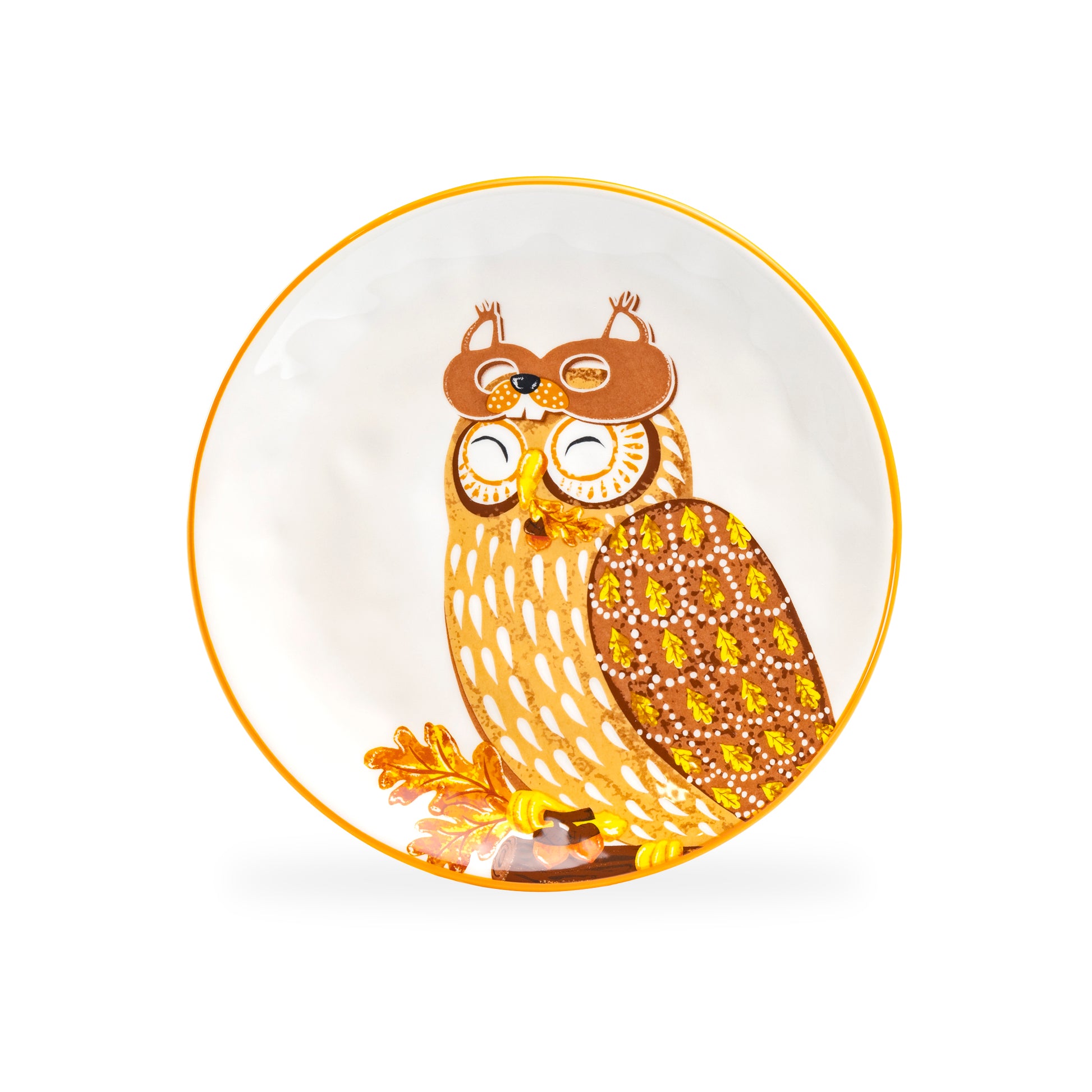 Gracie China Shop 8.5" Assorted Owls Salad / Dessert Plate squirrel owl