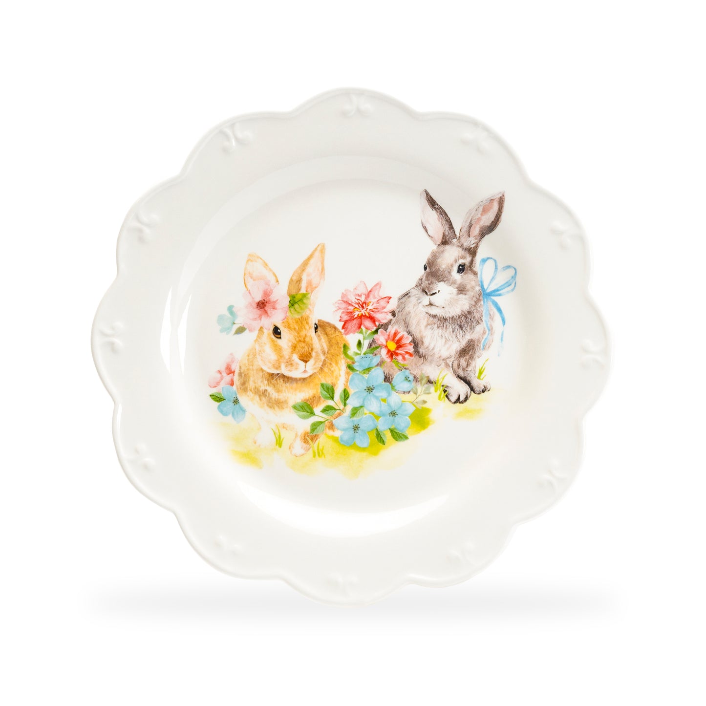 Grace Teaware Flower Bunny Scallop Pottery Dinner Plate