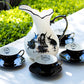 Witches Brew Pitcher + 4 Assorted Halloween Tea Cup and Saucer Sets - Ouija & Witchy Crystal Ball