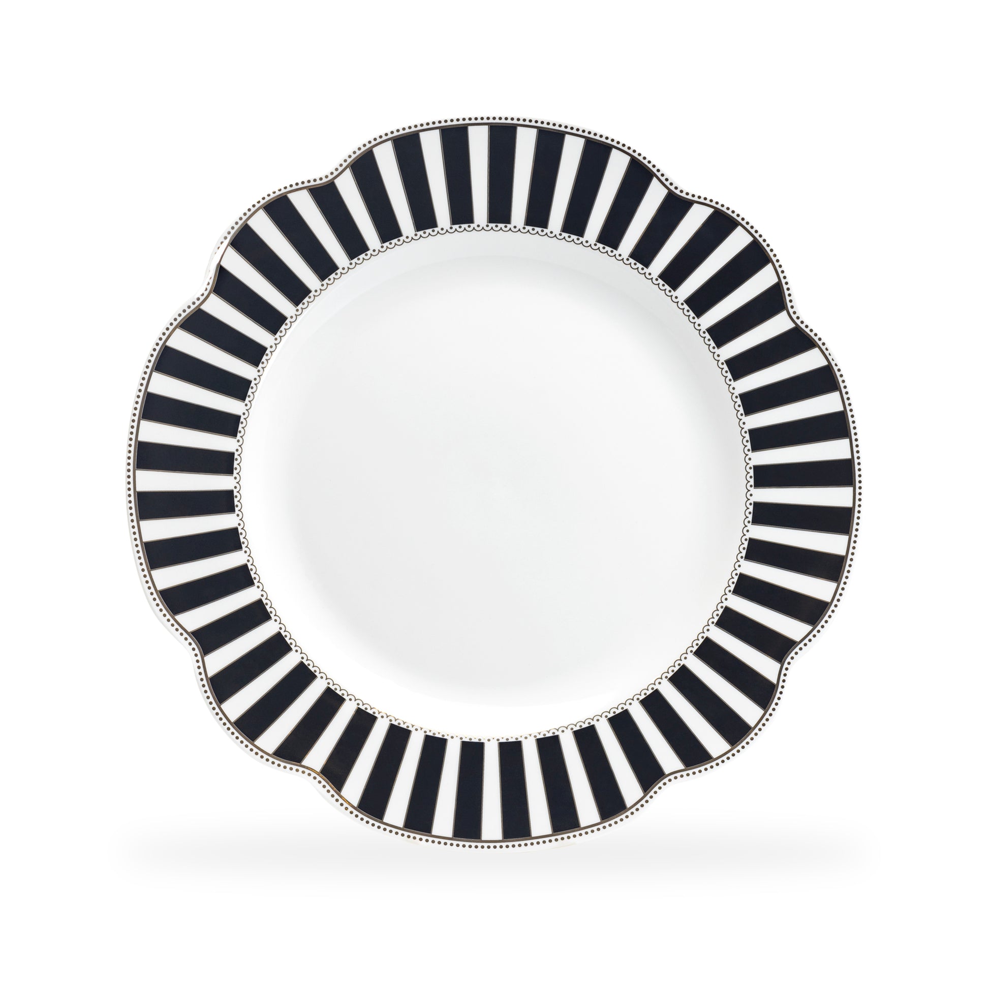 Grace Teaware 11.5" Black Josephine Stripes Fine Porcelain Dinner Plate