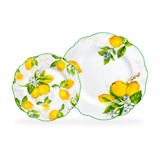 Grace Teaware Lemon Garden Fine Porcelain Dessert / Dinner Plate Italian lemon dinner ware