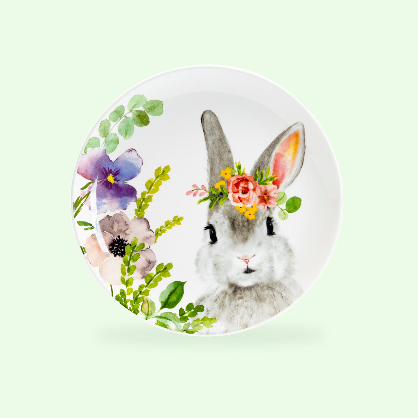 Grace Teaware 8.5" Flower Grey Bunny Pottery Salad / Dessert Plate
