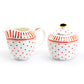 Grace Teaware Red Josephine Stripes and Dots Fine Porcelain Sugar & Creamer Set