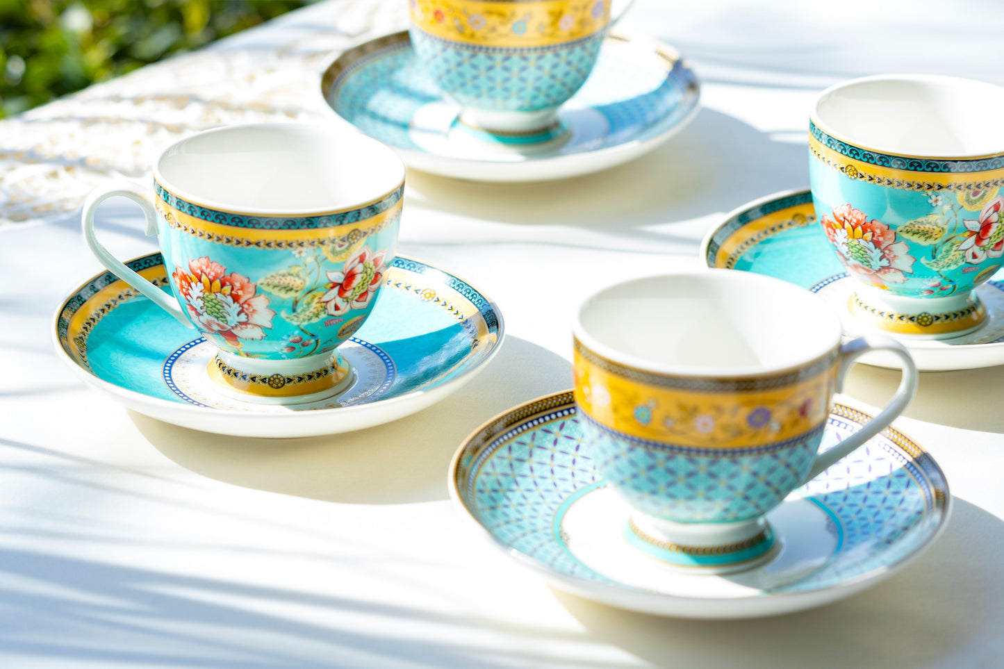 Emperor's Garden Fine Porcelain Cup and Saucer Sets