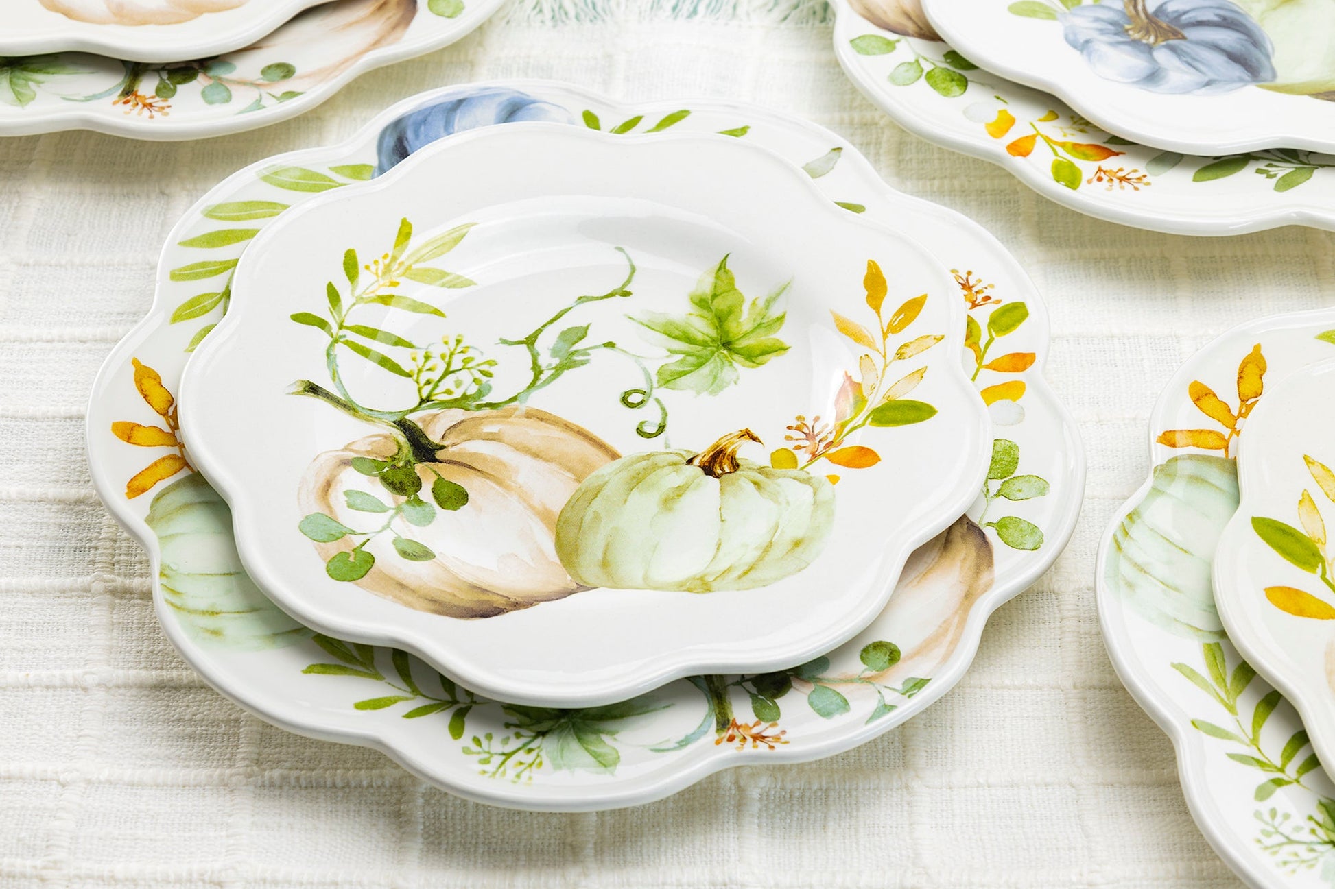 Potter's Studio Fall Pumpkin Scallop Plate Set