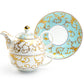 Grace Teaware Mint Gold Scroll Fine Porcelain Tea For One
