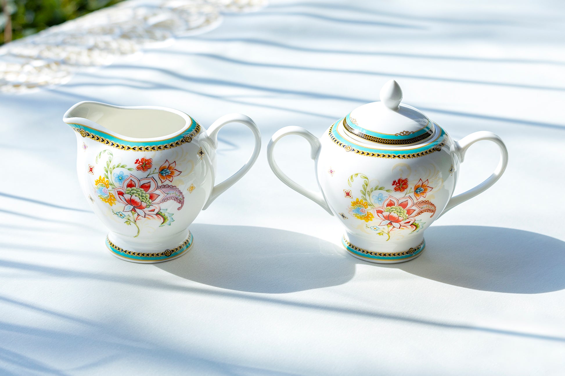 Grace Teaware Emperor Garden Fine Porcelain sugar bowl and creamer
