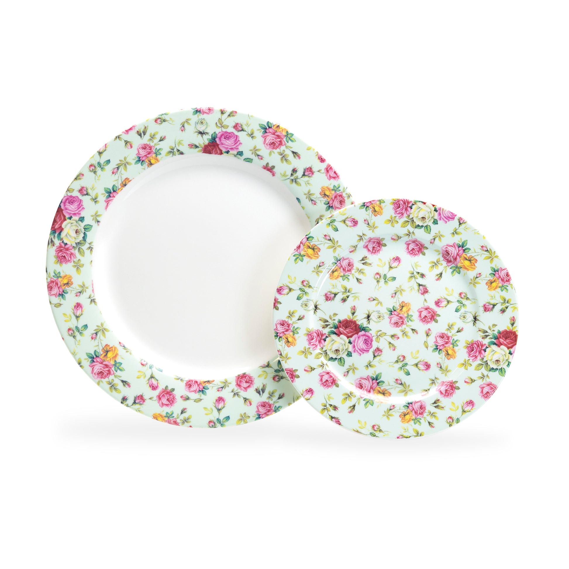 Gracie Bone China White Petite Rose Taza de té y platillo de 8 onzas Gracie Bone China White Petite Rose Taza de té y platillo de 8 onzas