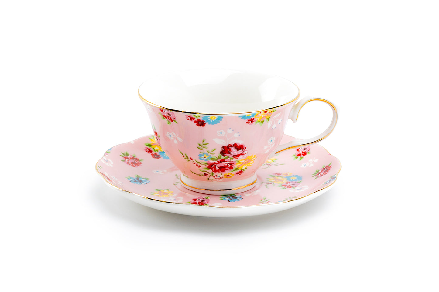 Grace Teaware Pink Shabby Rose Fine Porcelain Tea Cup and Saucer