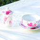 Grace Teaware Pink Hearts Glass Fine Porcelain Tea For One Valentines Day Tea Set